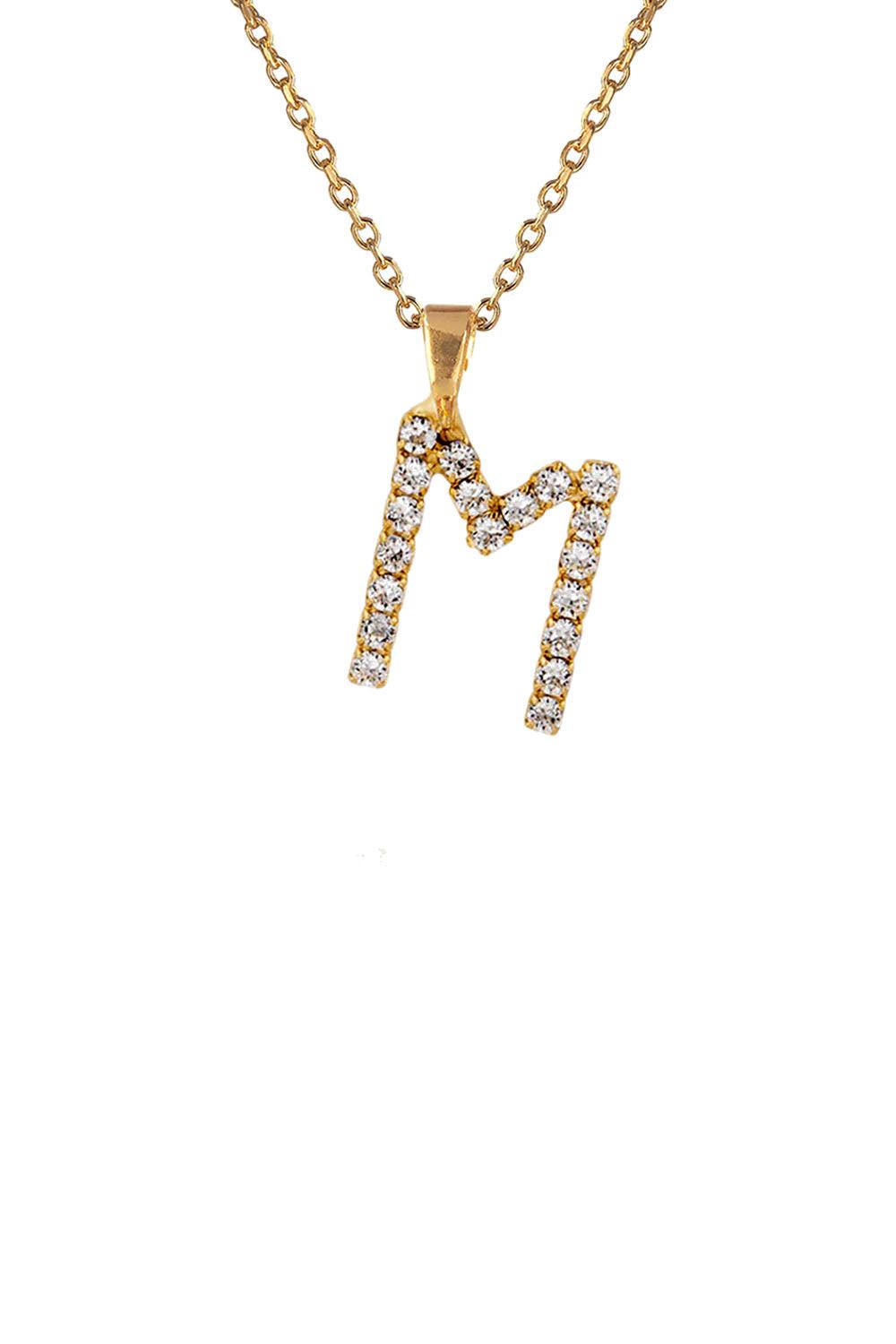 Mini Letter Necklace Gold Letter M