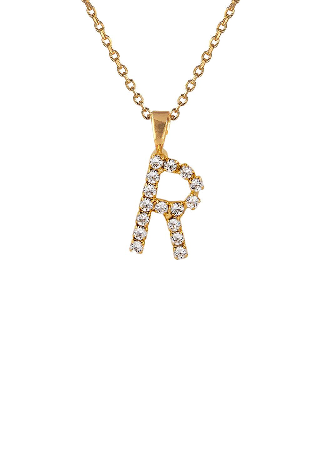 Mini Letter Necklace Gold Letter R