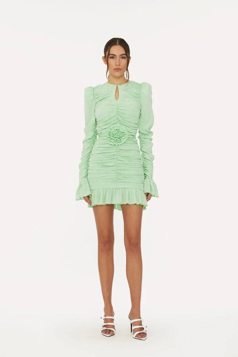 Mini Rose Belt Dress Fennel Flower/Grayed Jade