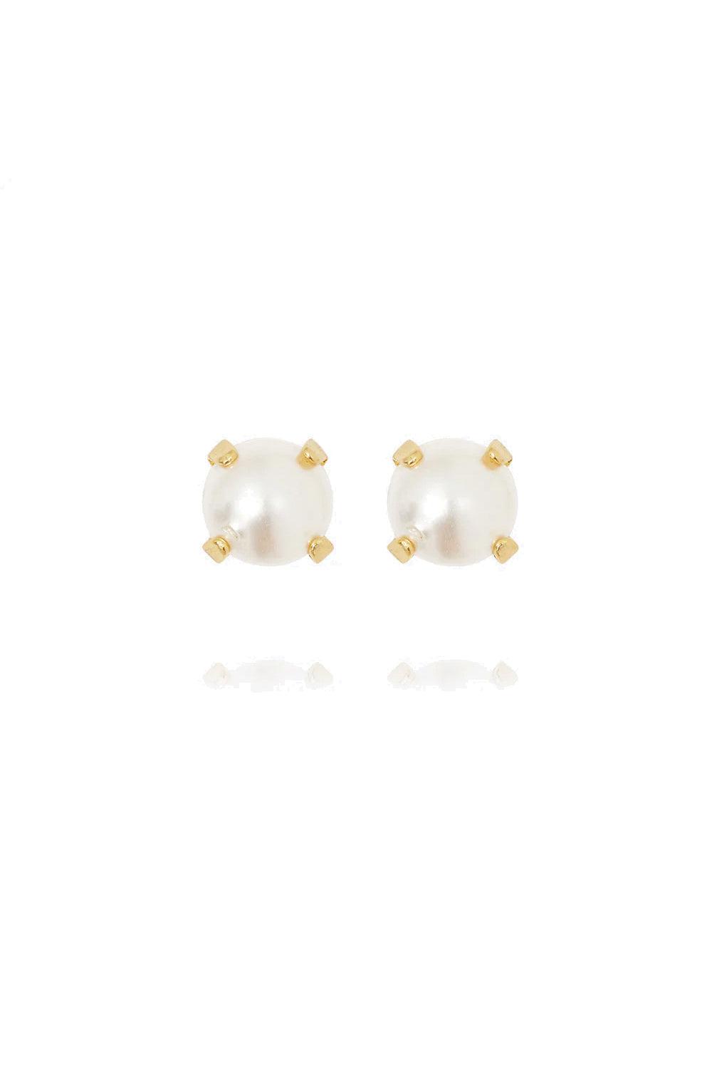 Mini Stud Earrings Gold Pearl