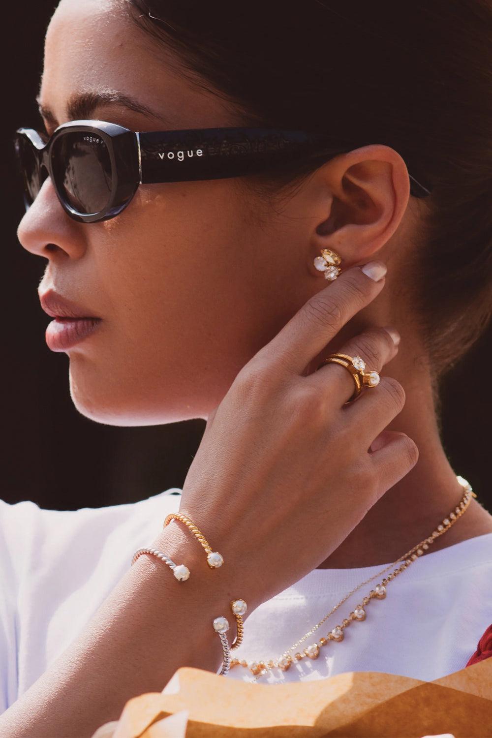 Mini Twisted Bracelet Gold Pearl