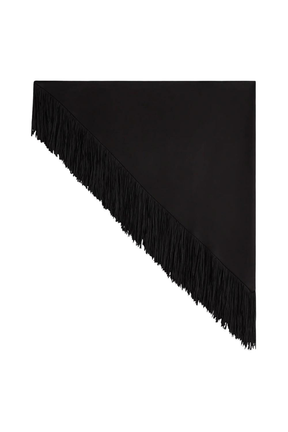 Nalia Fringe Satin Scarf Black