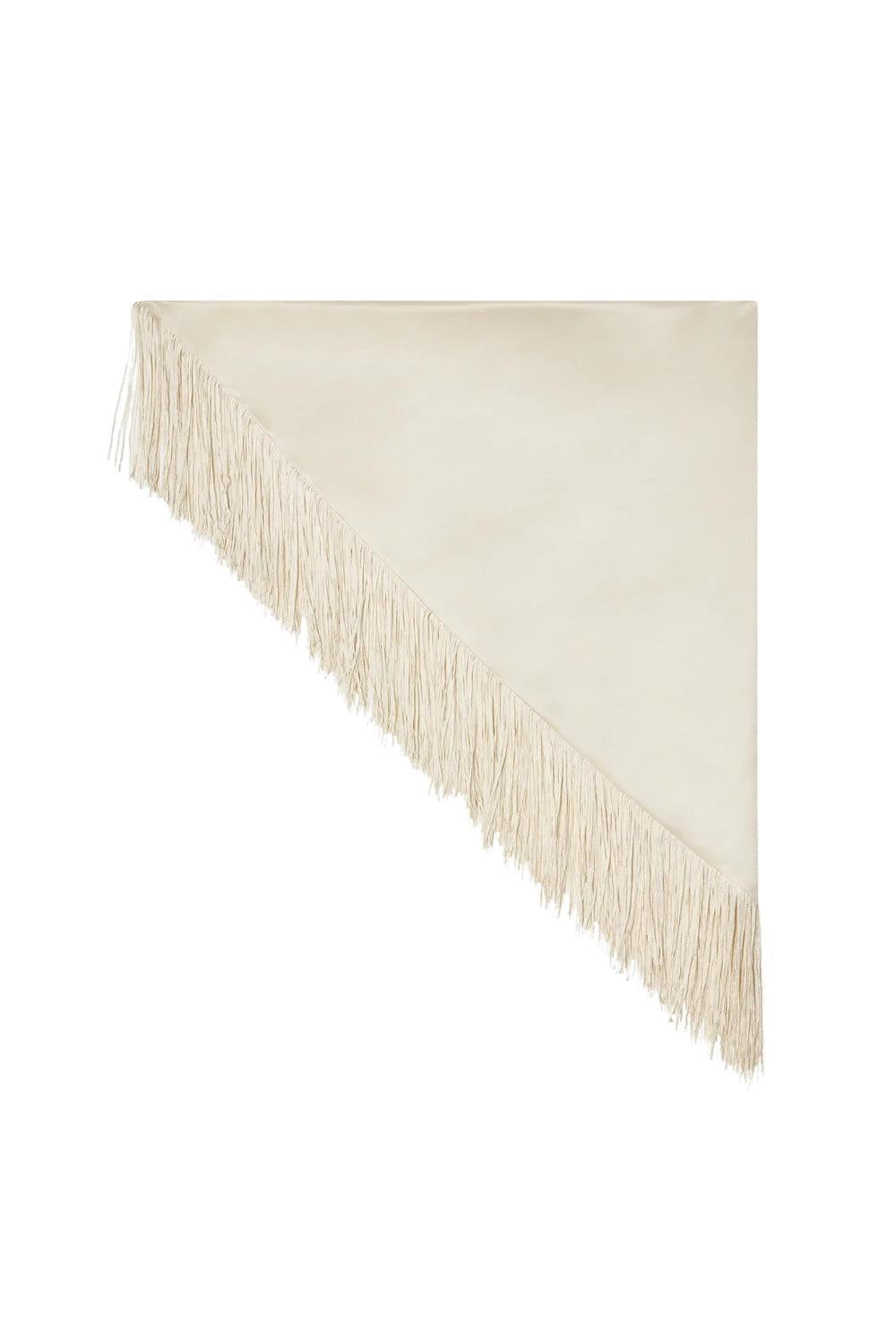 Nalia Fringe Satin Scarf Pearl