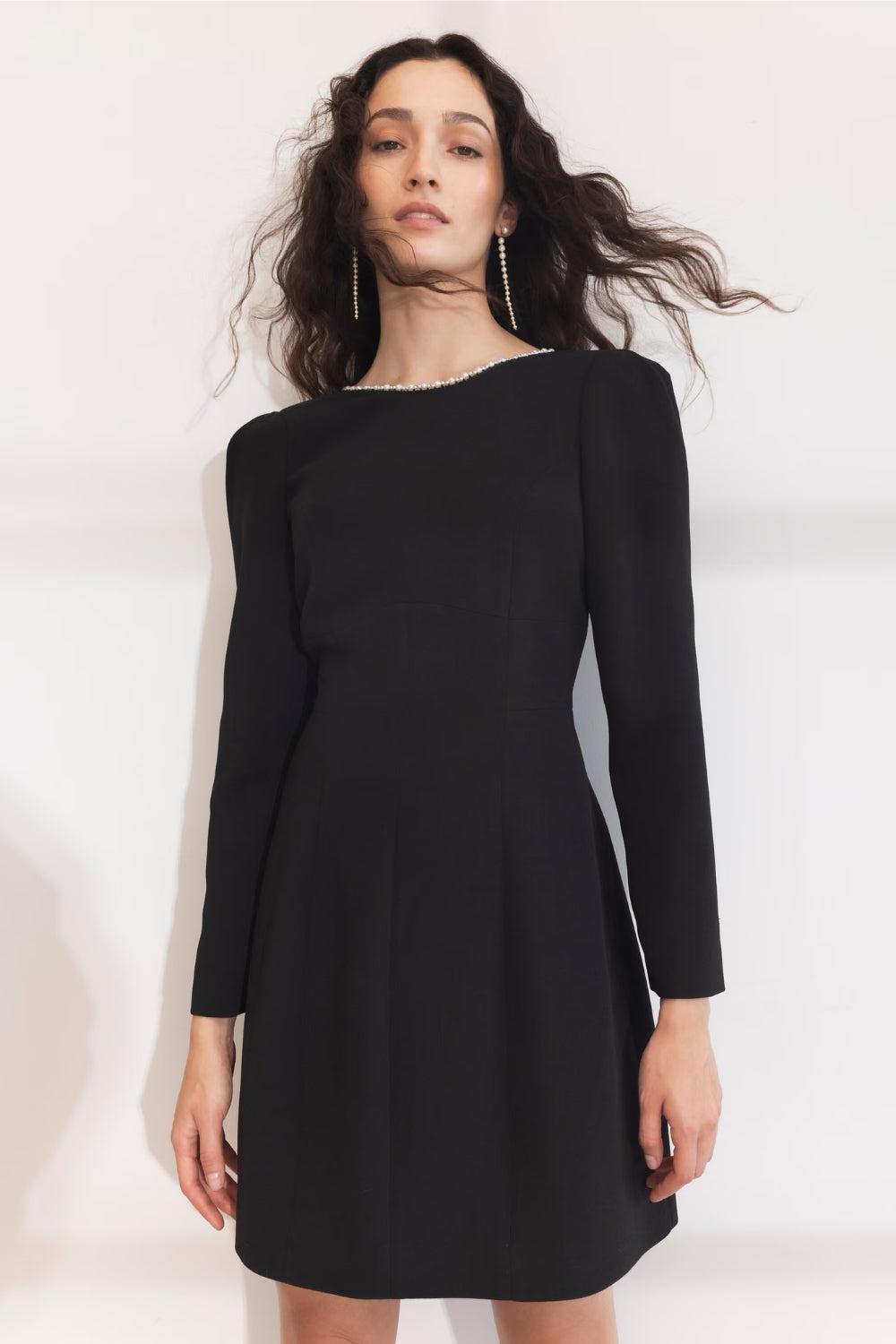 Nathalie Pearl dress Black