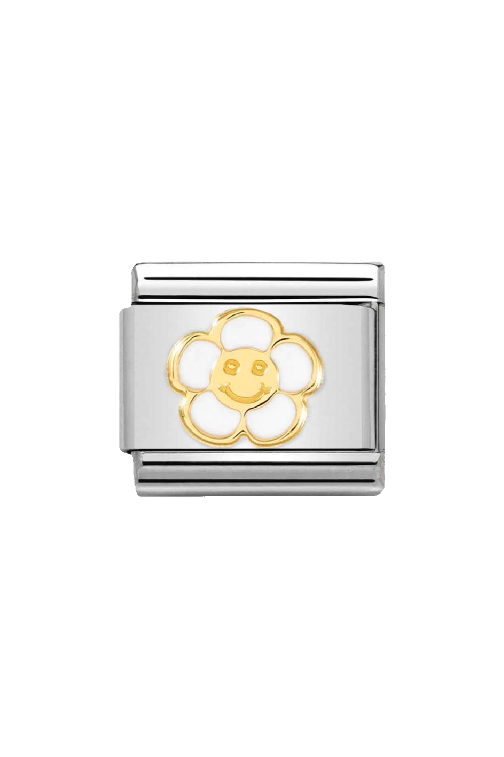 Nature 18k Gold & Enamel White Smile Flower