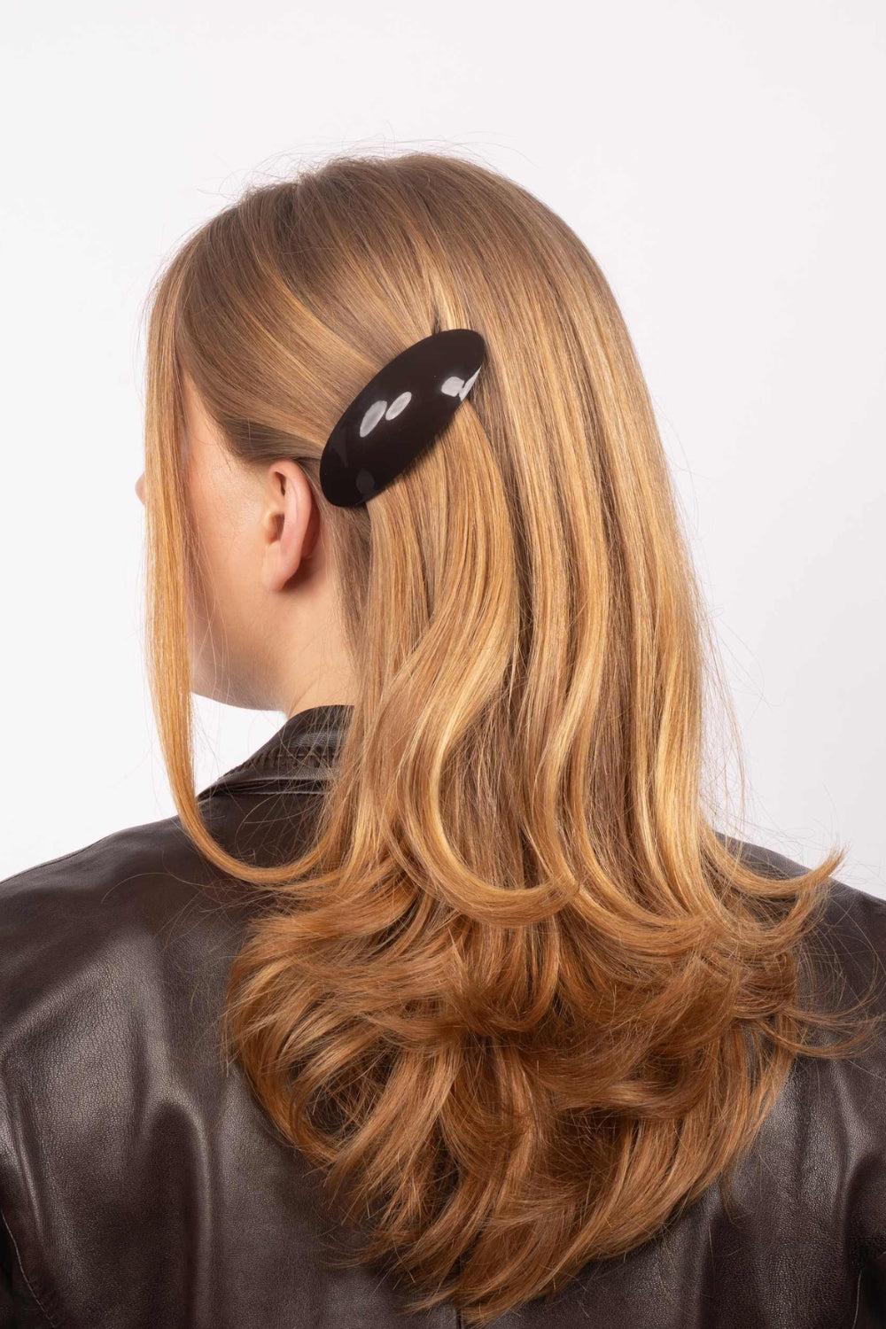 Oval Bone Clip Brown