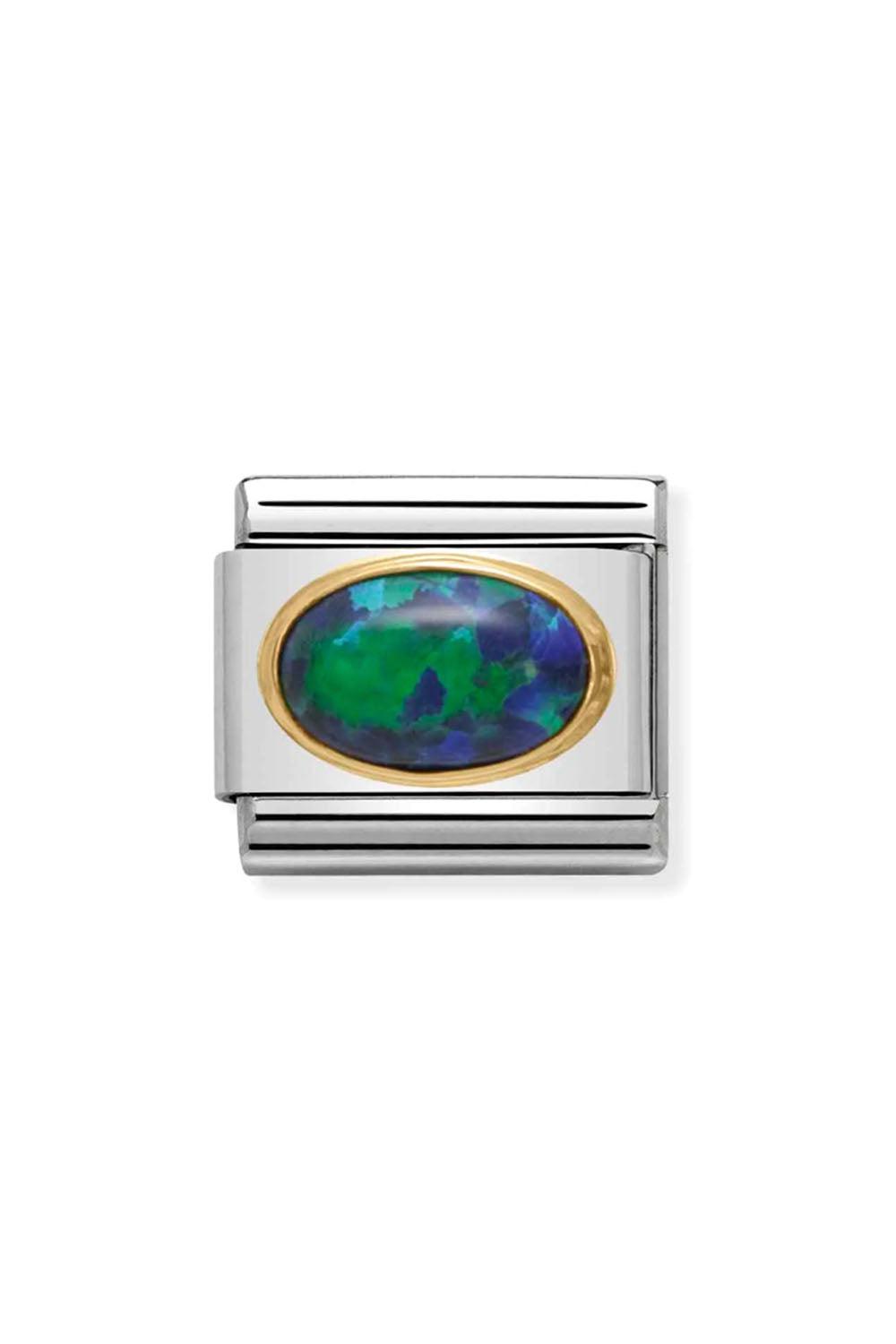 Oval hard stones 18k Gold & Green Opal