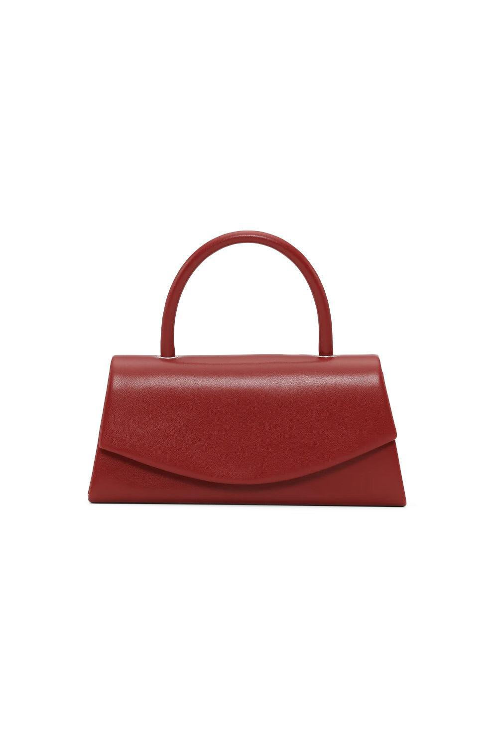 Overlapping Closure Handbag Burgundy