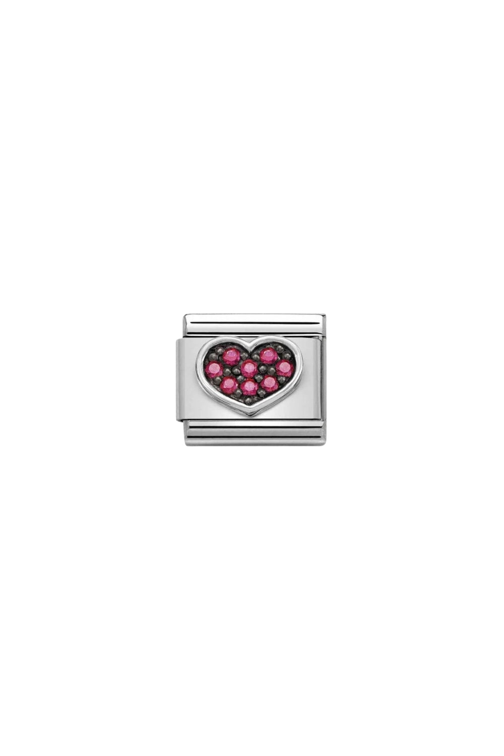 Oxidised Symbol 925 And Cubic Zirconia Heart Fuchsia