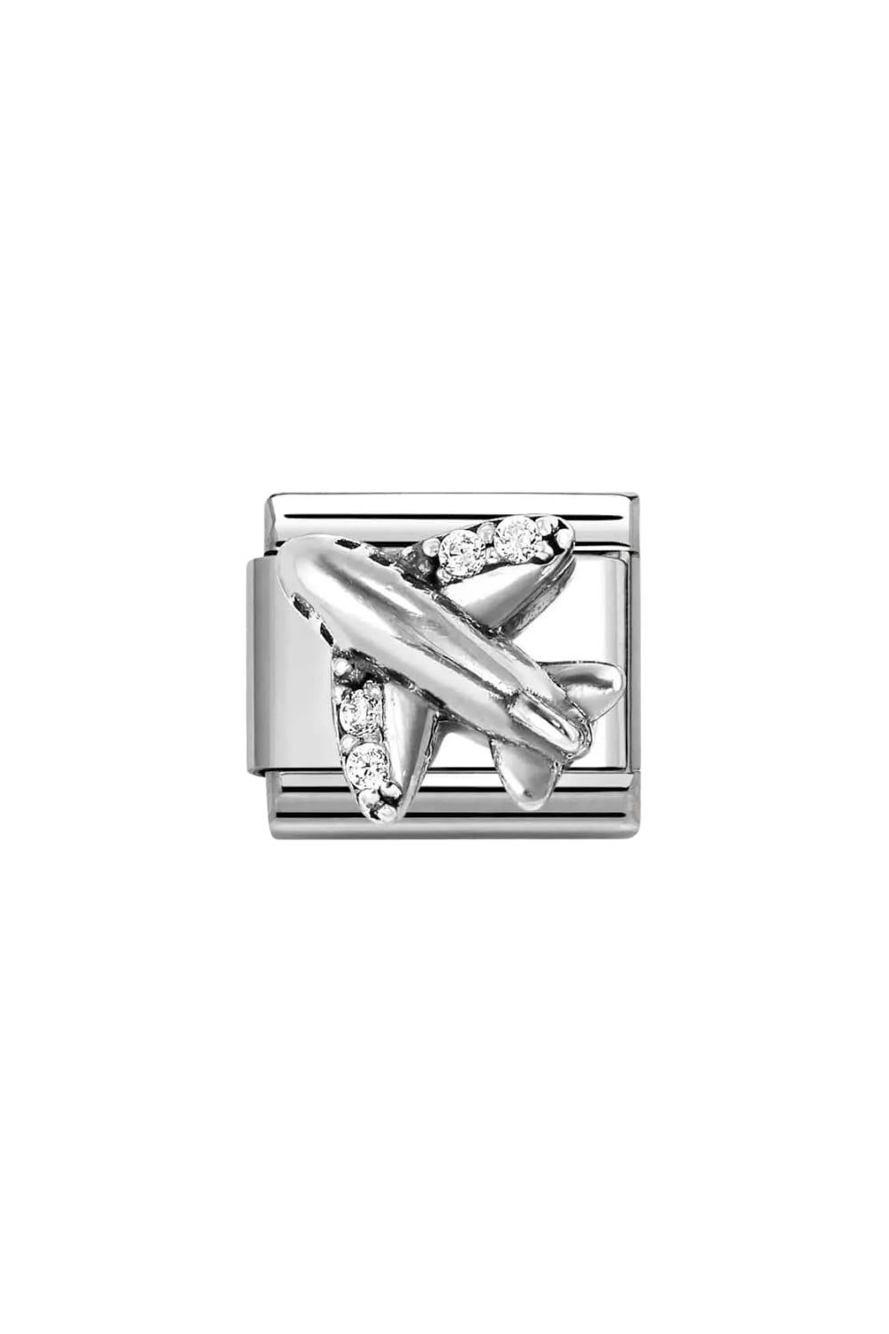 Oxidised Symbol 925 And Cubic Zirconia White Airplane