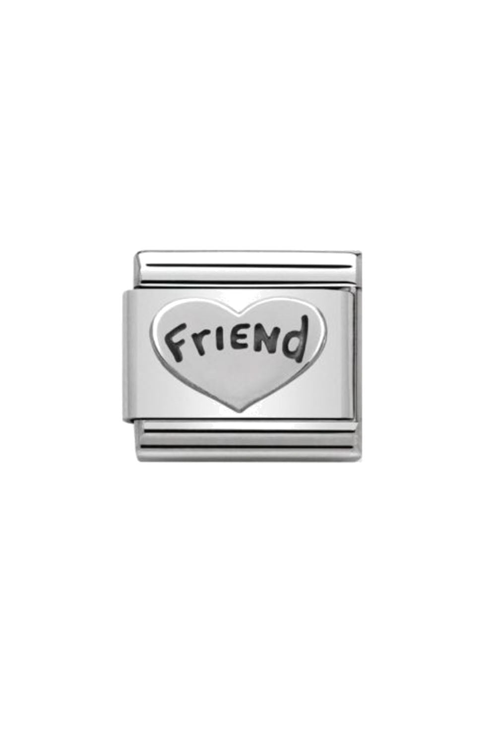 Oxidised Symbol 925 Sterling Silver Friend Heart