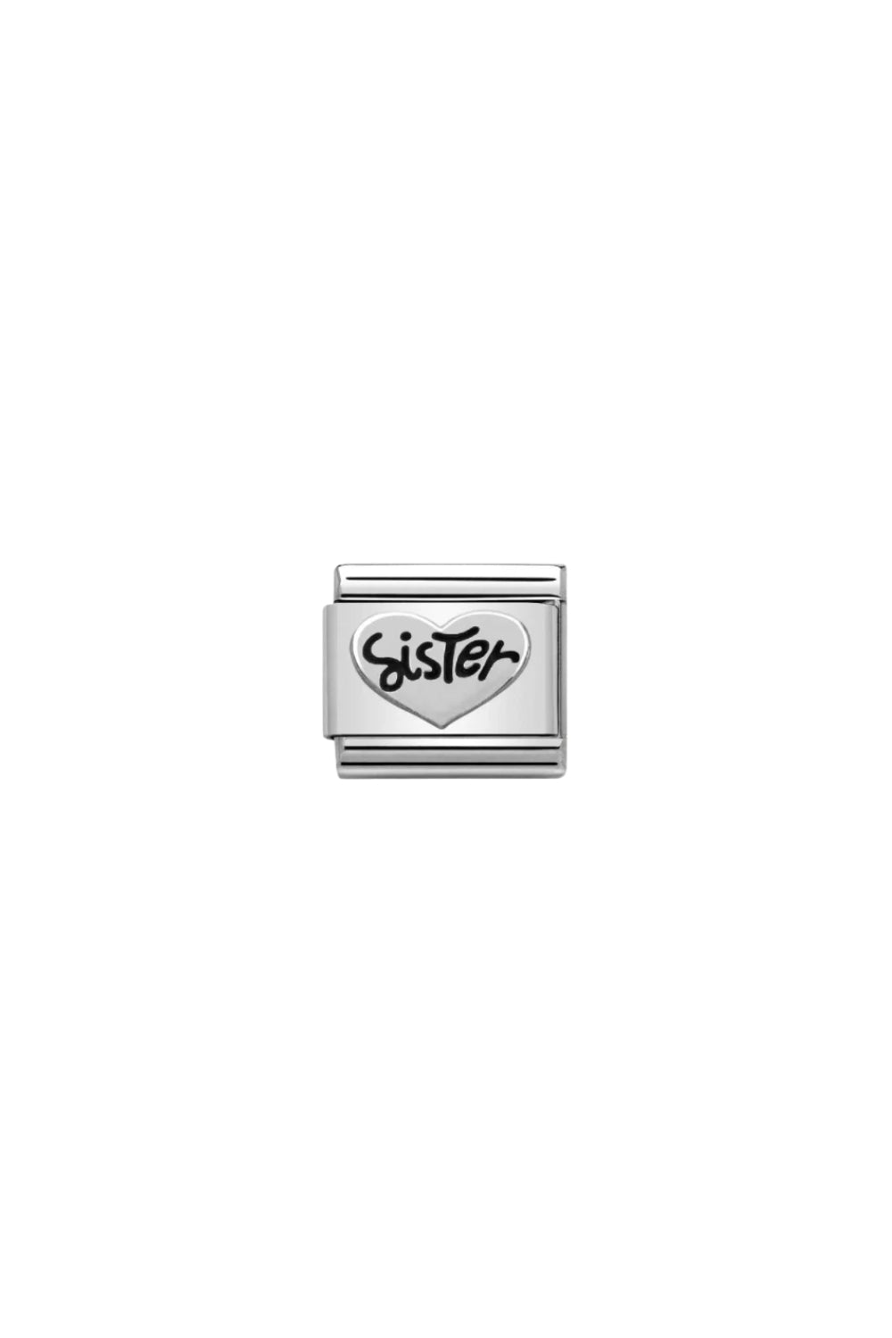 Oxidised Symbol 925 sterling Silver Sister Heart
