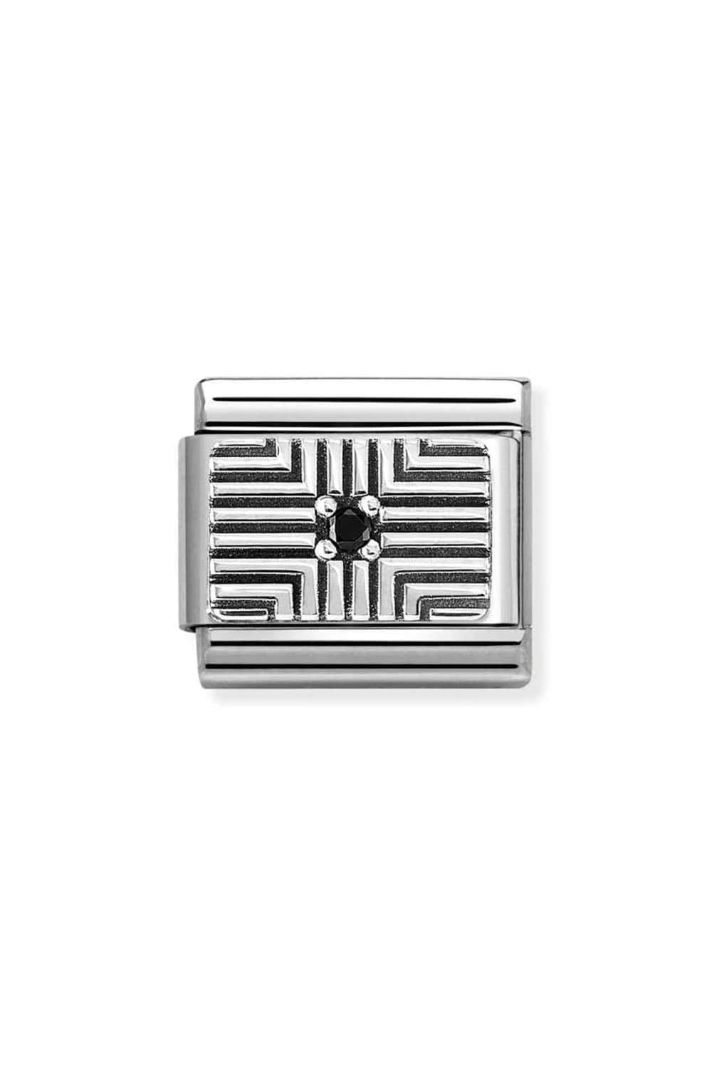 Oxidised Symbol CZ 925 Plate With Black Stripes