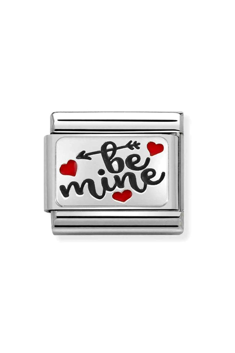 Oxidised plate 925 sterling Silver and Enamel Be mine