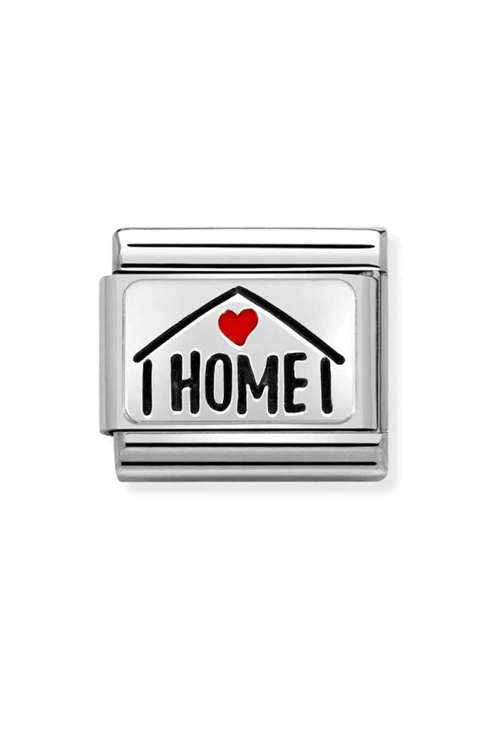 Oxidised plate 925 sterling Silver and Enamel Home with heart