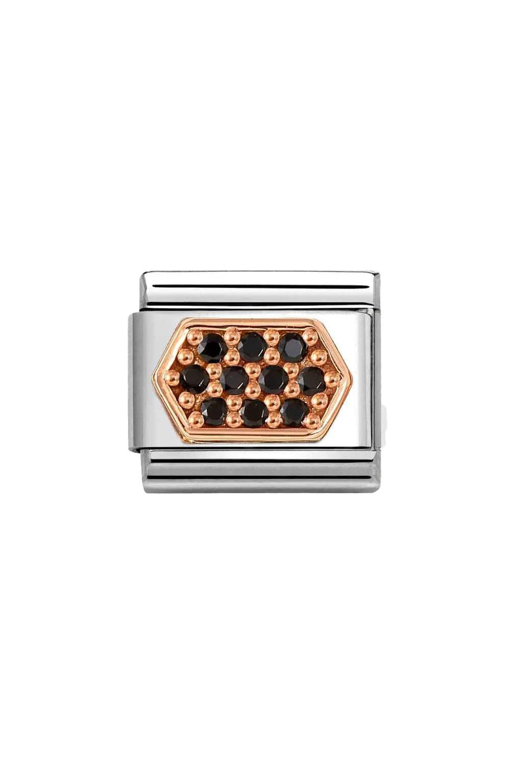PAVE Various Steel, Zircon & 9K Rose Gold  Black Hexagon