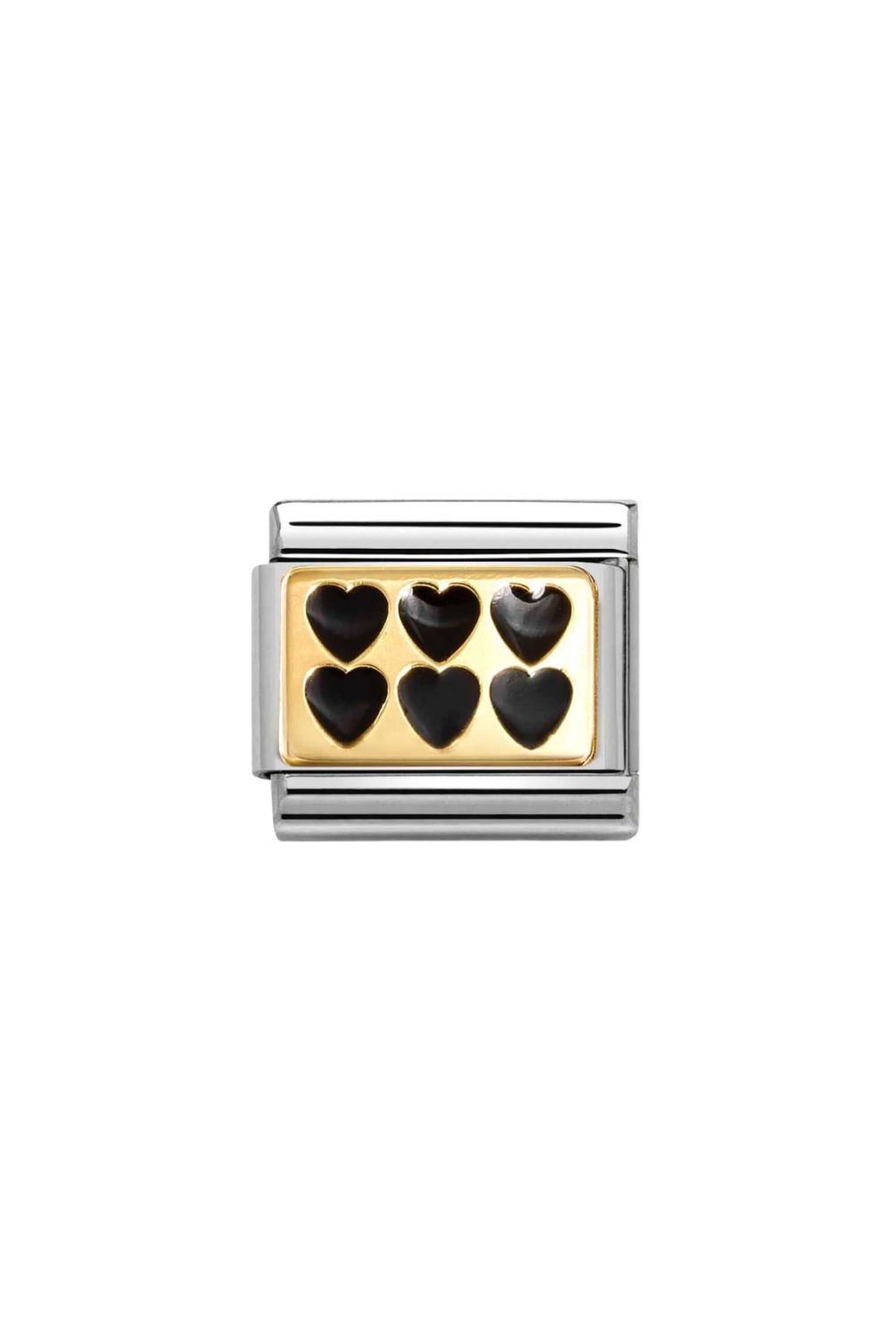 PLATES 18K Gold & Enamel, Black Line Hearts