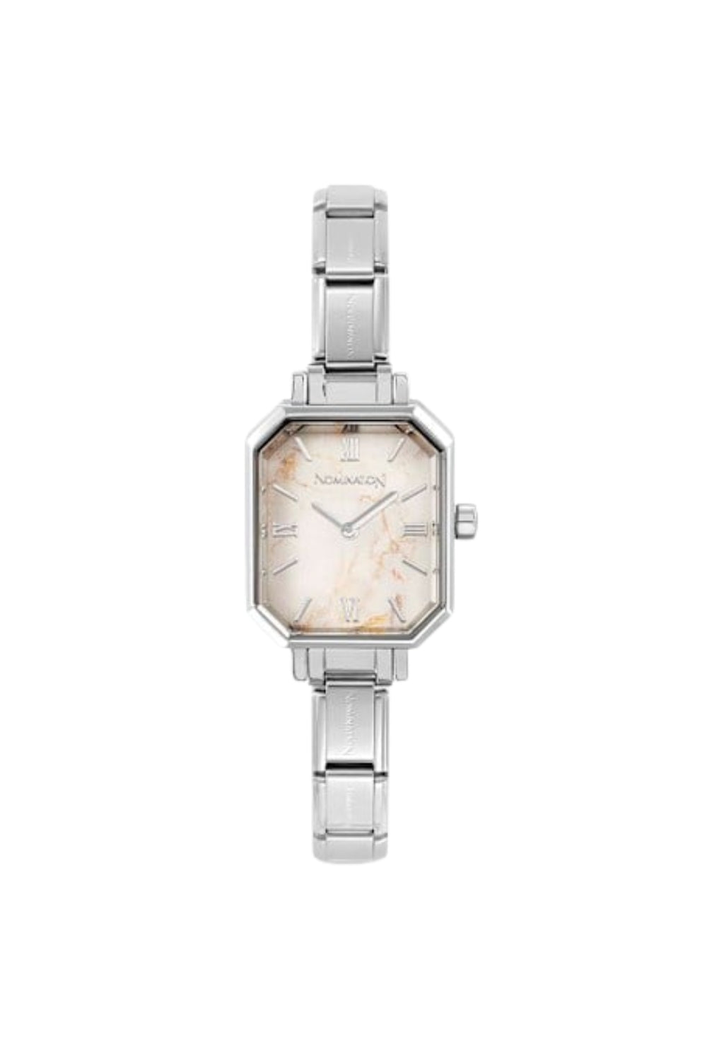Paris Rectangular Steel Watch New Marble White