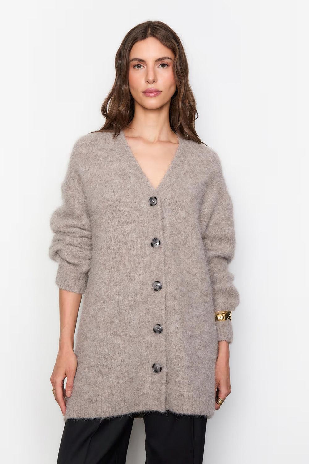 Paula Knit Cardigan Taupe Melange