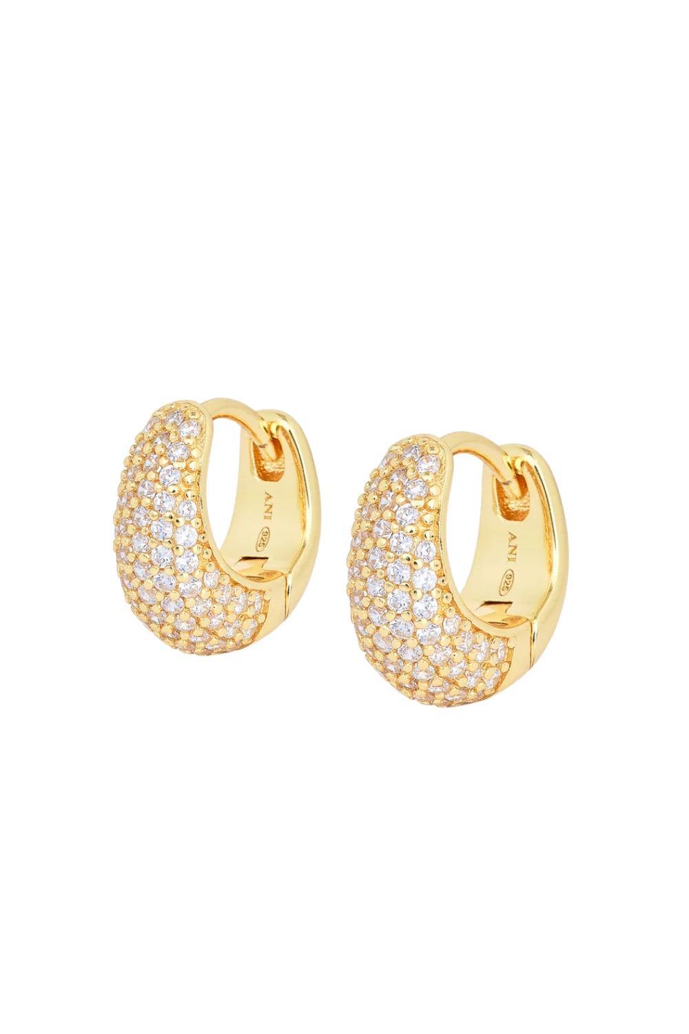 Pavé Dome Huggies gold