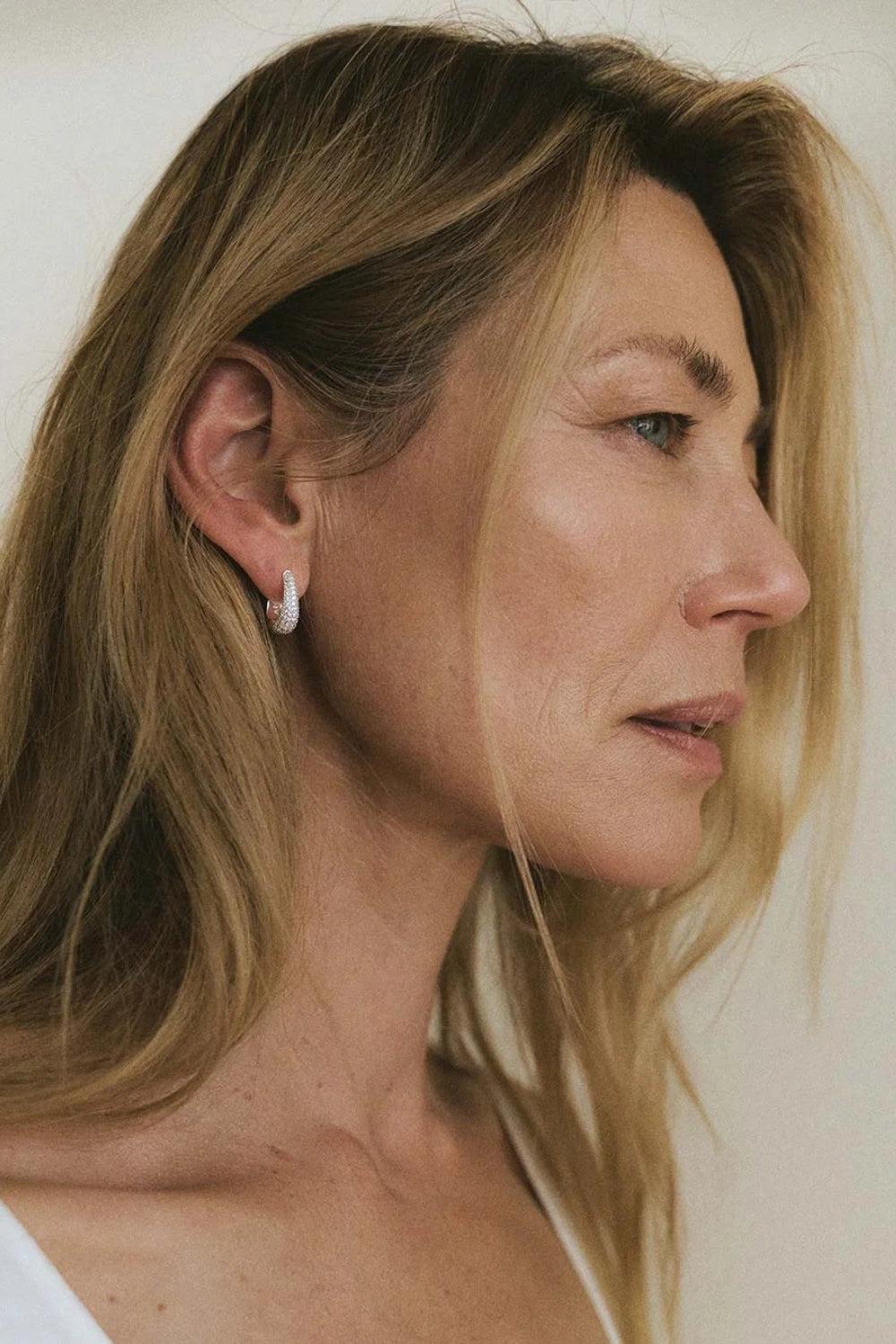 Pavé Ellipse Earrings Silver