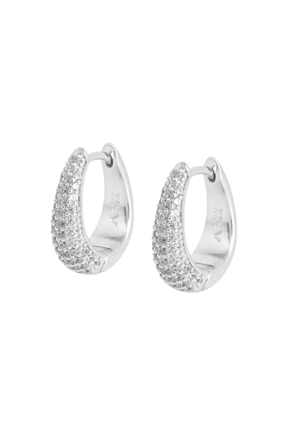 Pavé Ellipse Earrings Silver