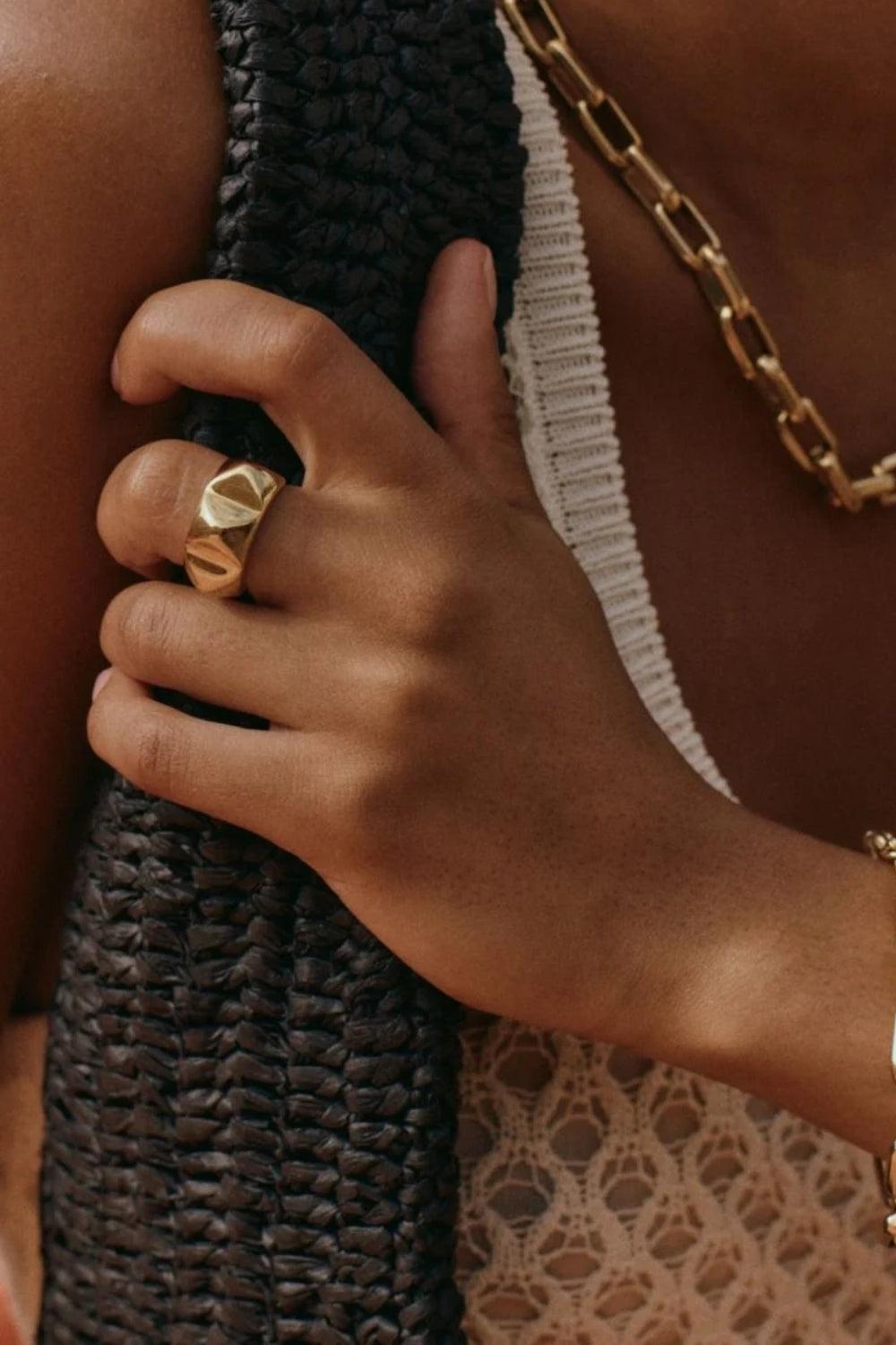 Peak Rivet Ring Gold