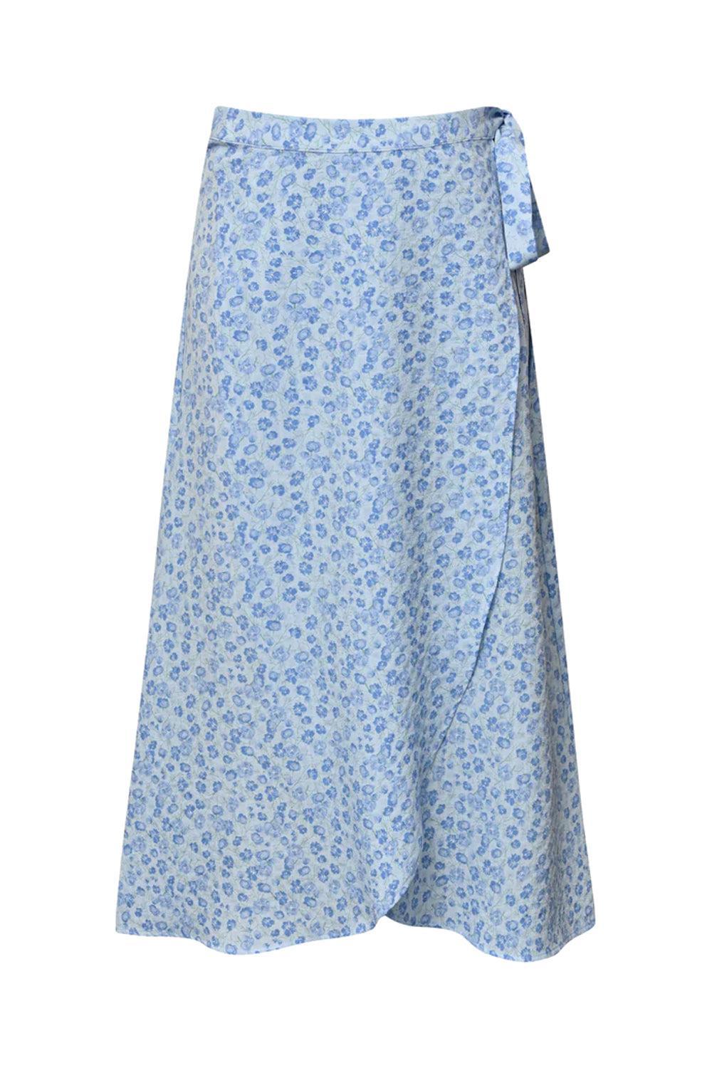 Peony Wrap Skirt Blue / white