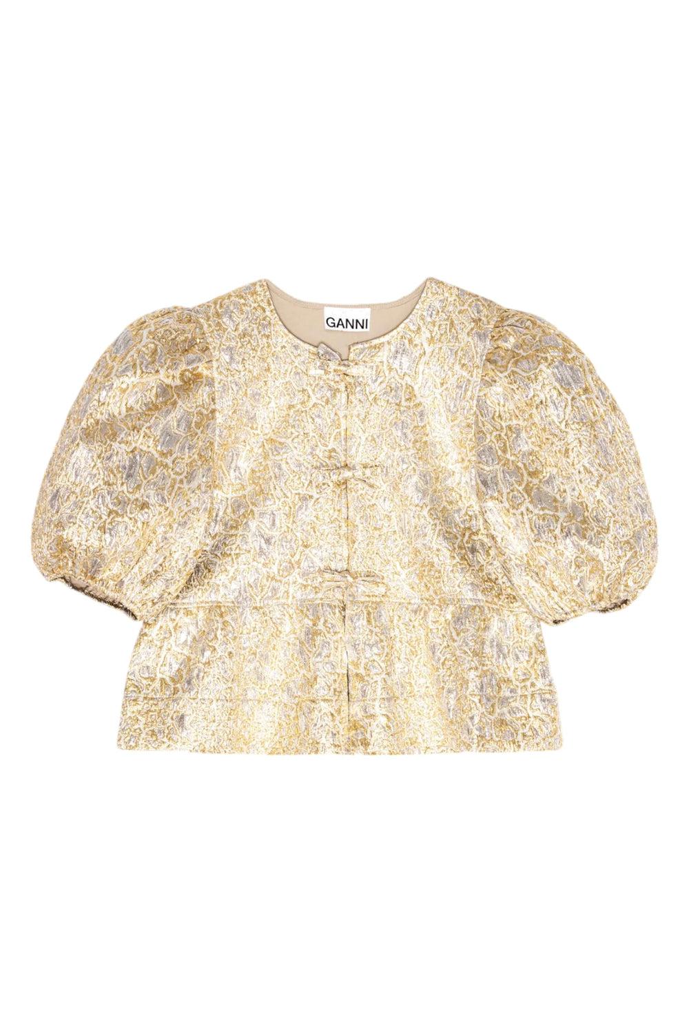 Peplum Tie String Blouse Gold / Silver