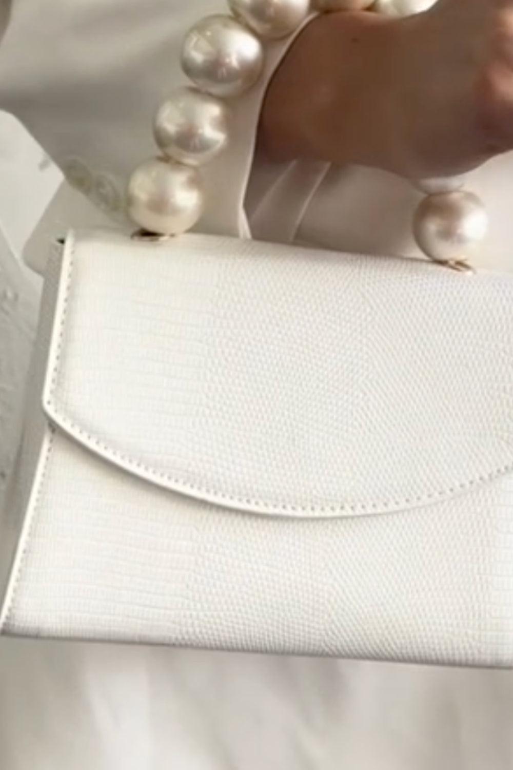 Peta Pearl Handle Bag White
