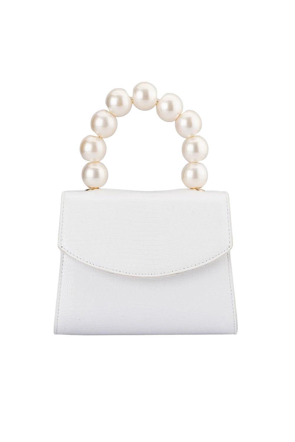 Peta Pearl Handle Bag White