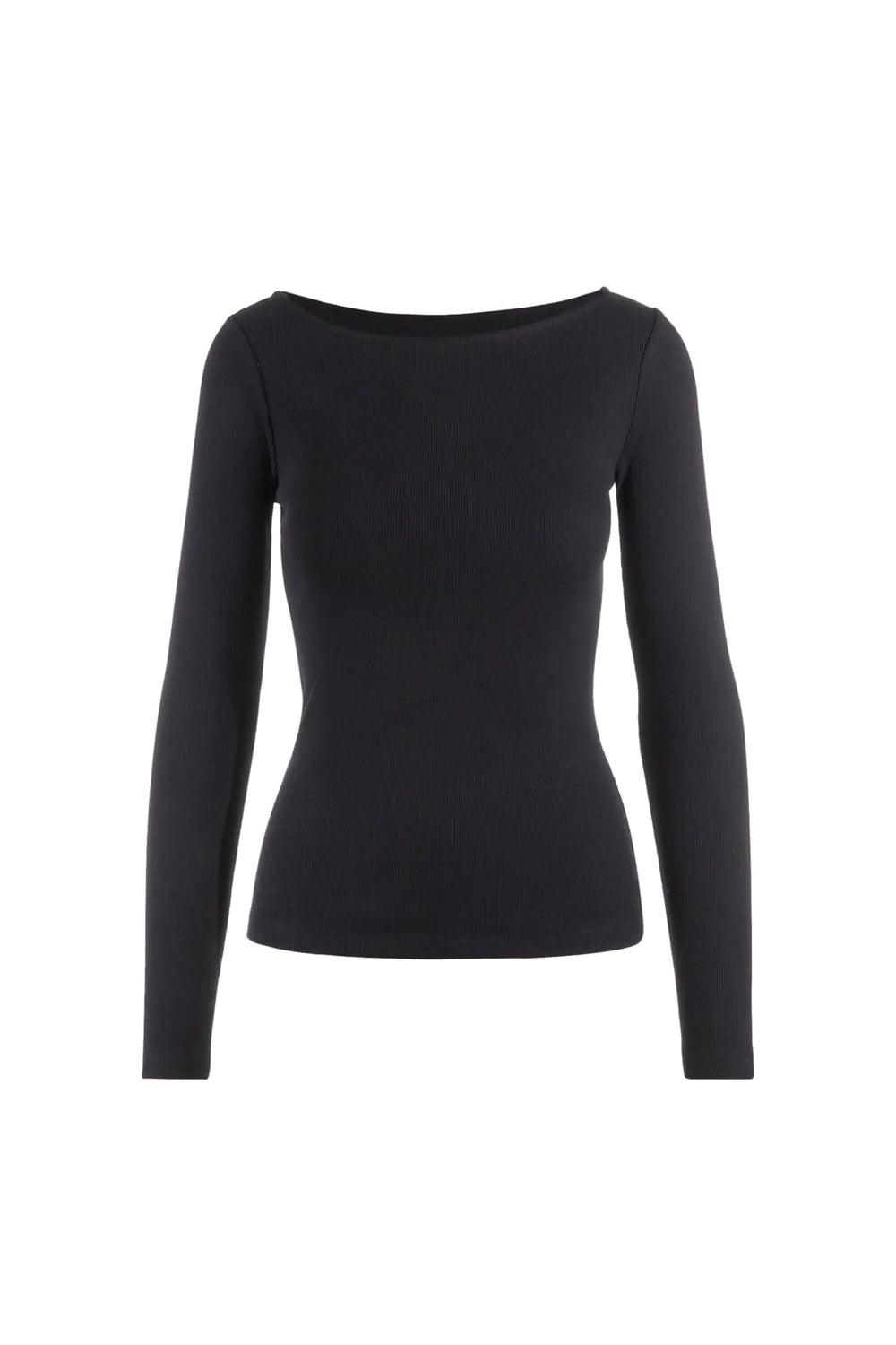 Petronella Rib Boatneck Black