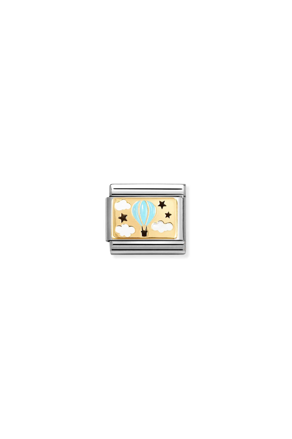 Plates 18K Gold & Enamel Hot air baloon blue