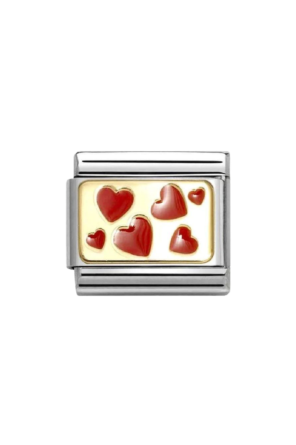 Plates 18K Gold & Enamel, Red Hearts