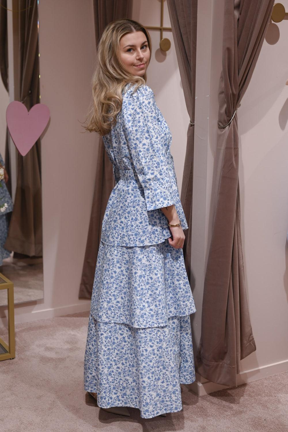 Poplin Flounce dress Azure Meadow