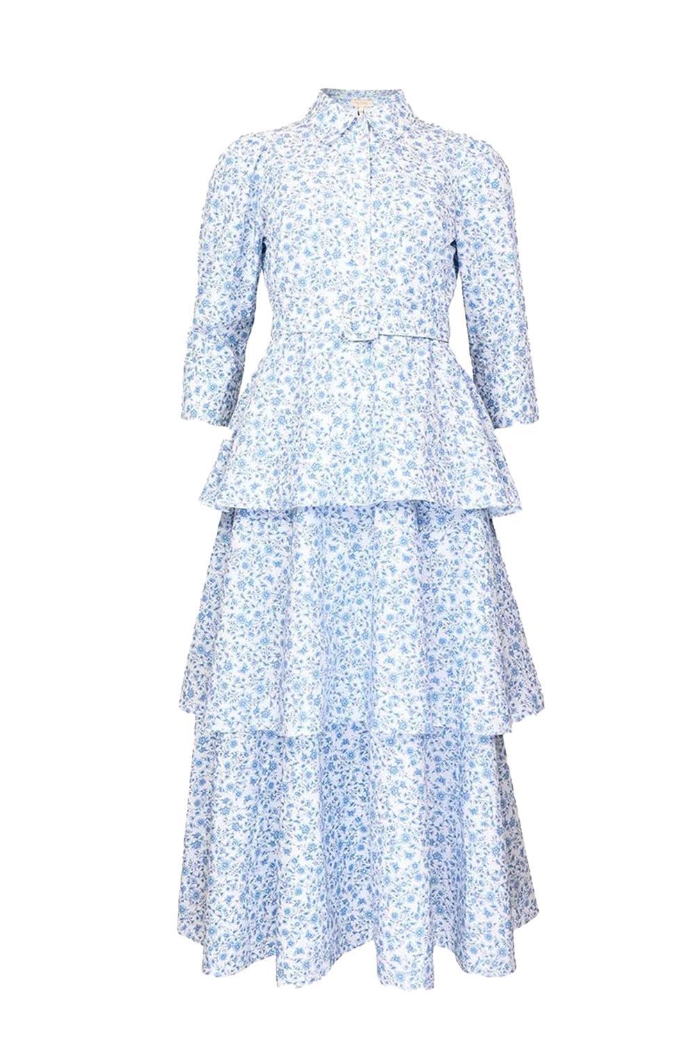 Poplin Flounce dress Azure Meadow