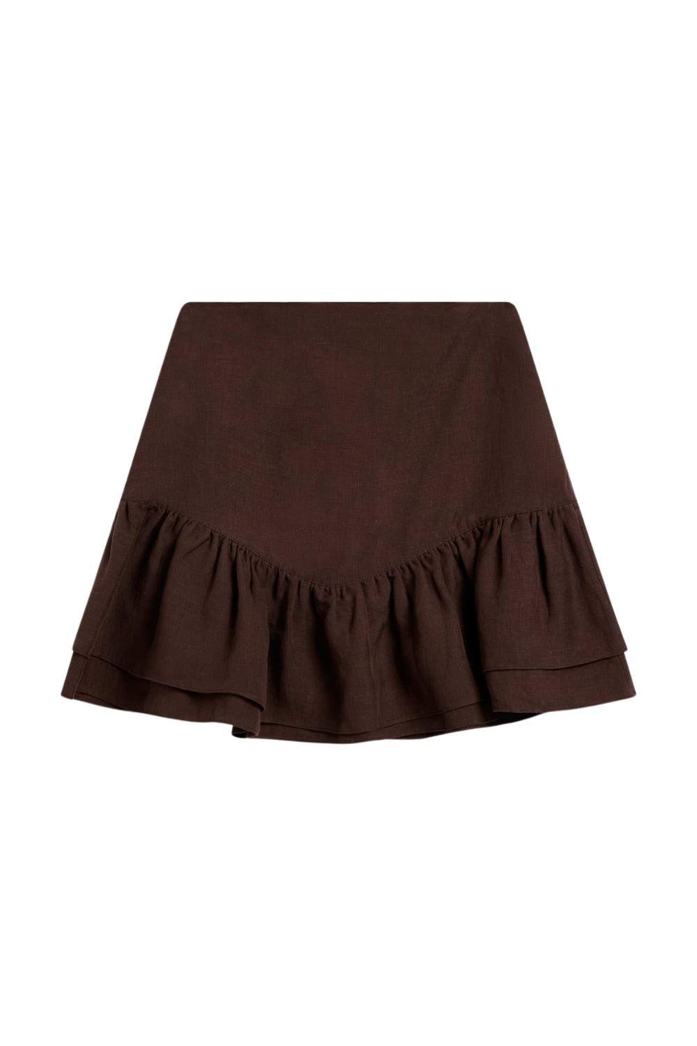 Posy Linen Skirt Cocoa Brown