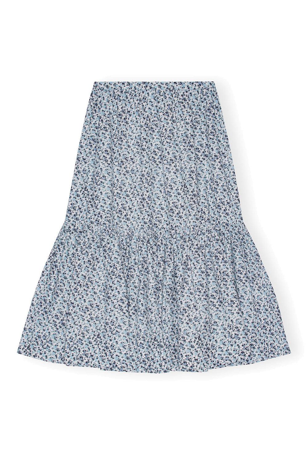 Printed Cotton Maxi Flounce Skirt Glacier Lake