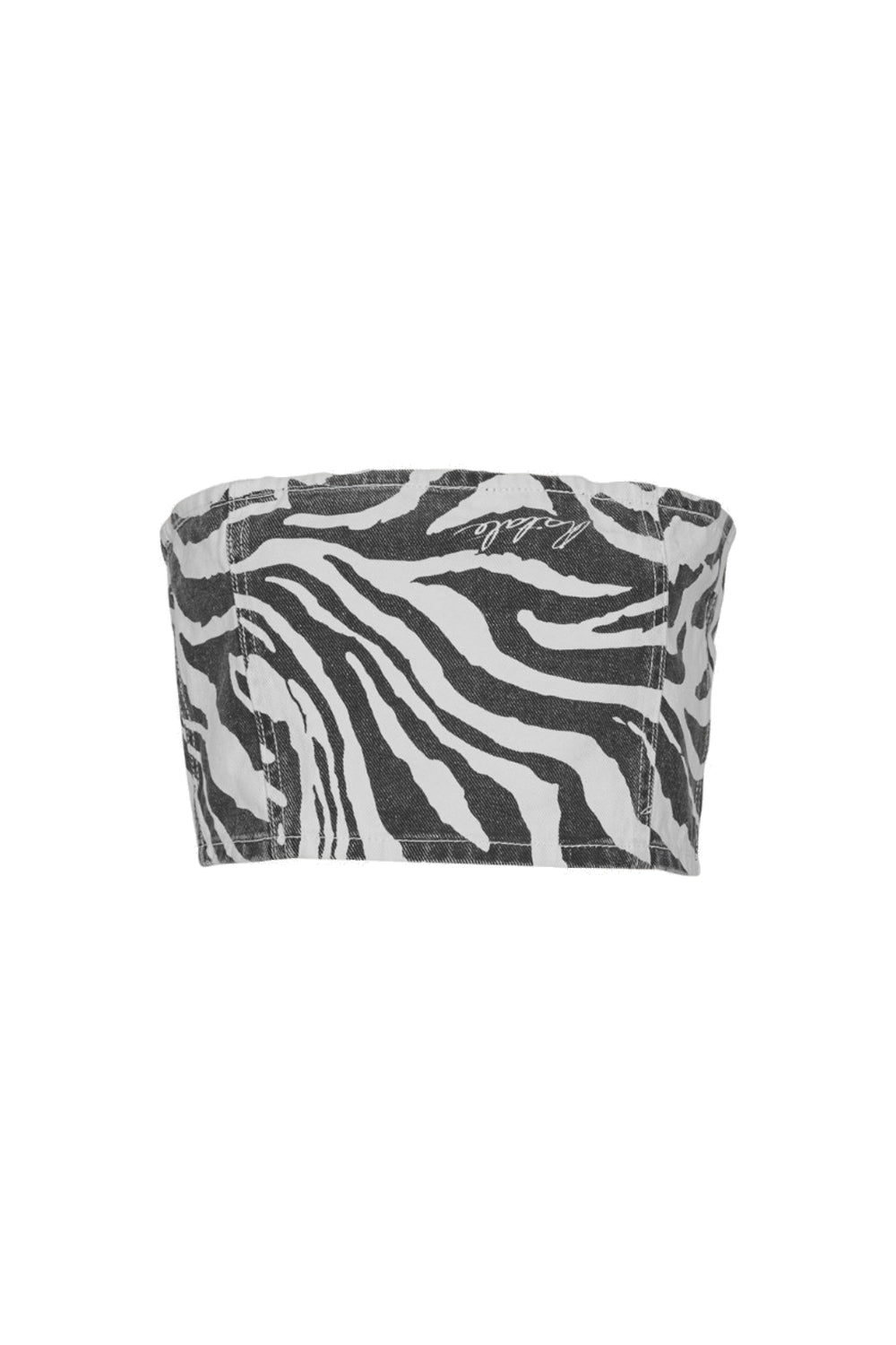 Printed denim top zebra