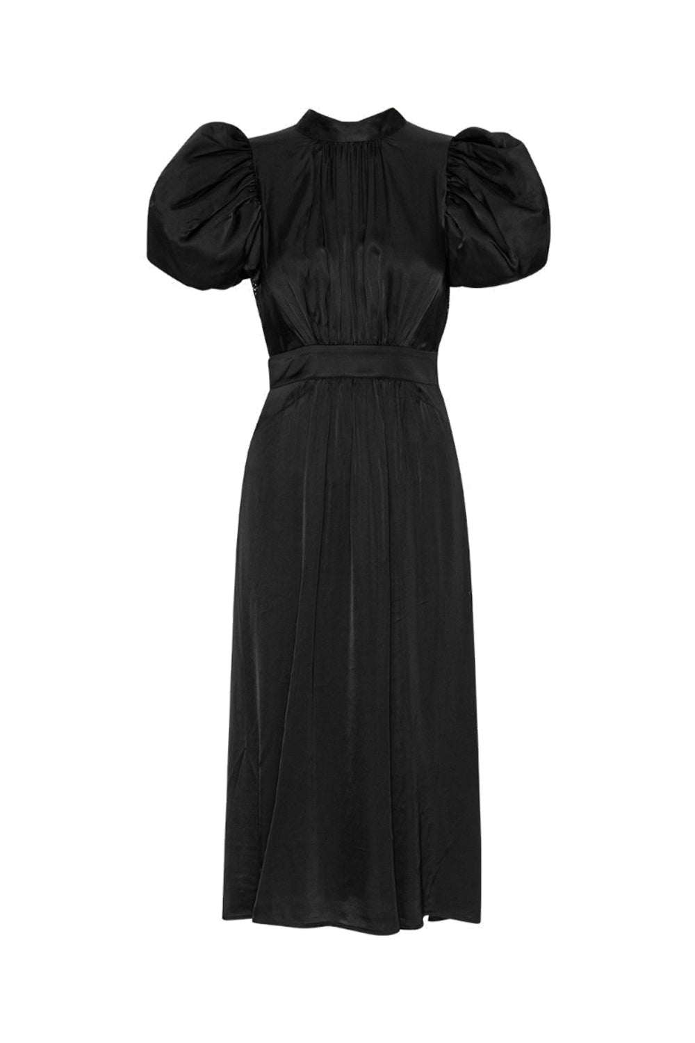 Puff Sleve Midi Dress Black