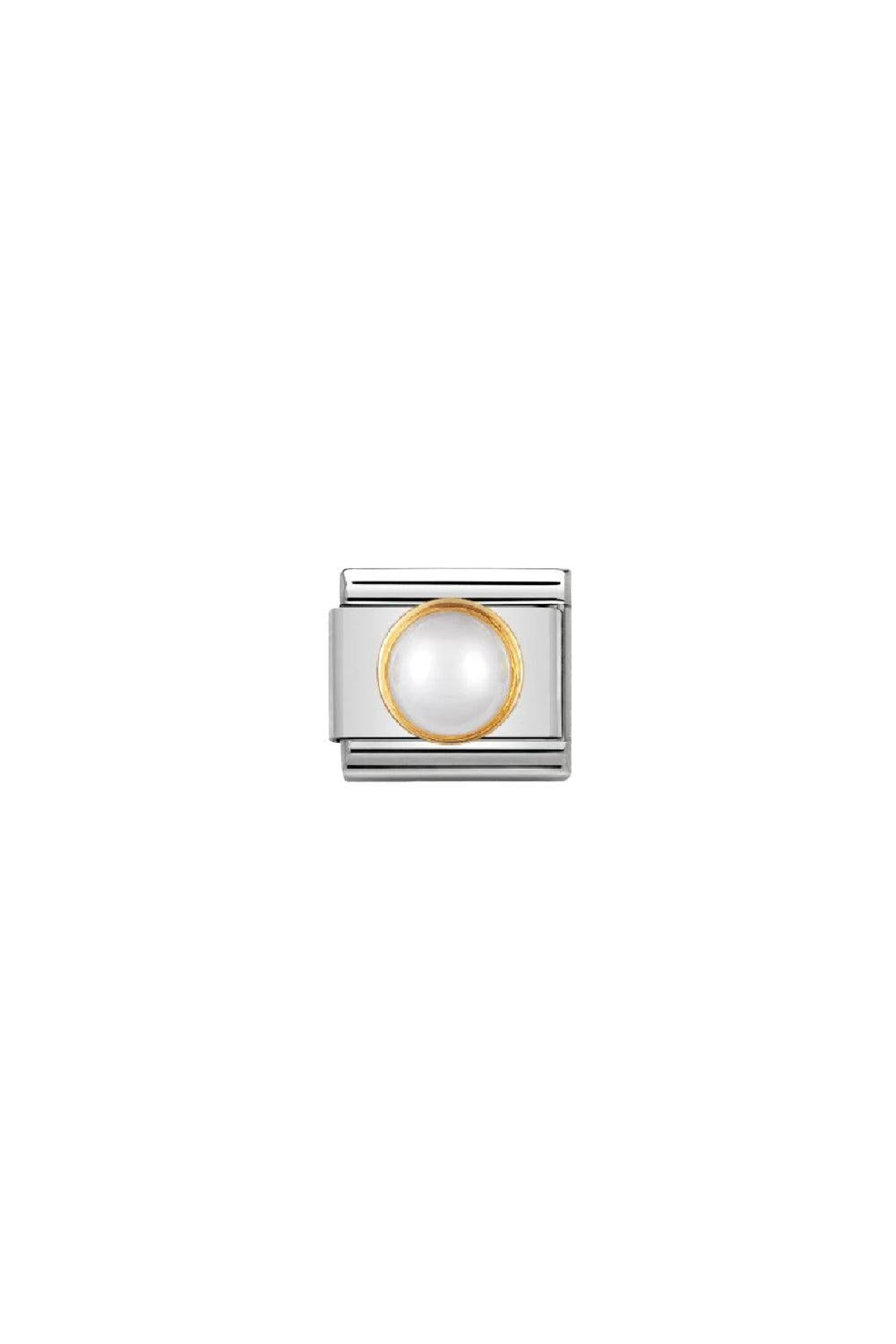 ROUND STONES 18k gold and White Pearl