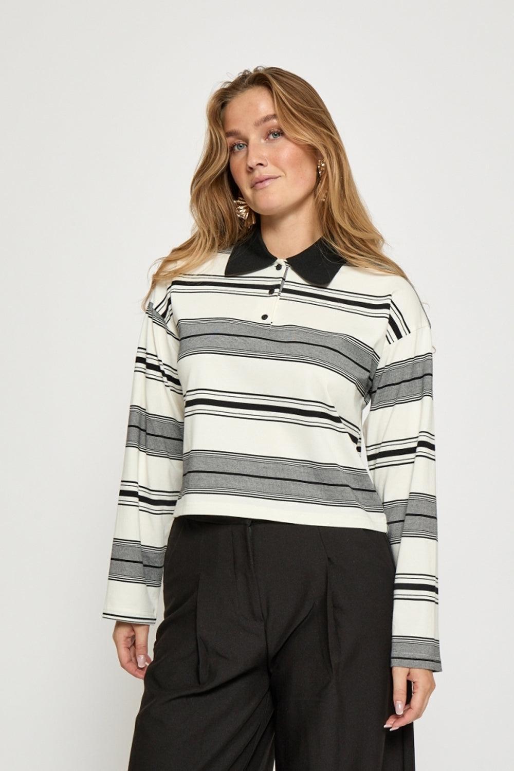 Rania Long Sleeve T-Shirt Black Stripe