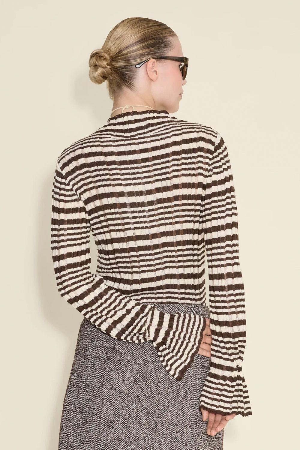 Rib Stripe Turtleneck Brown Mix