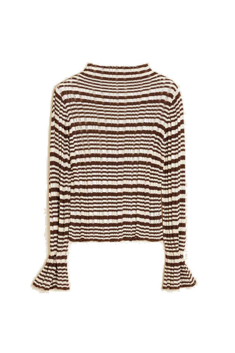 Rib Stripe Turtleneck Brown Mix