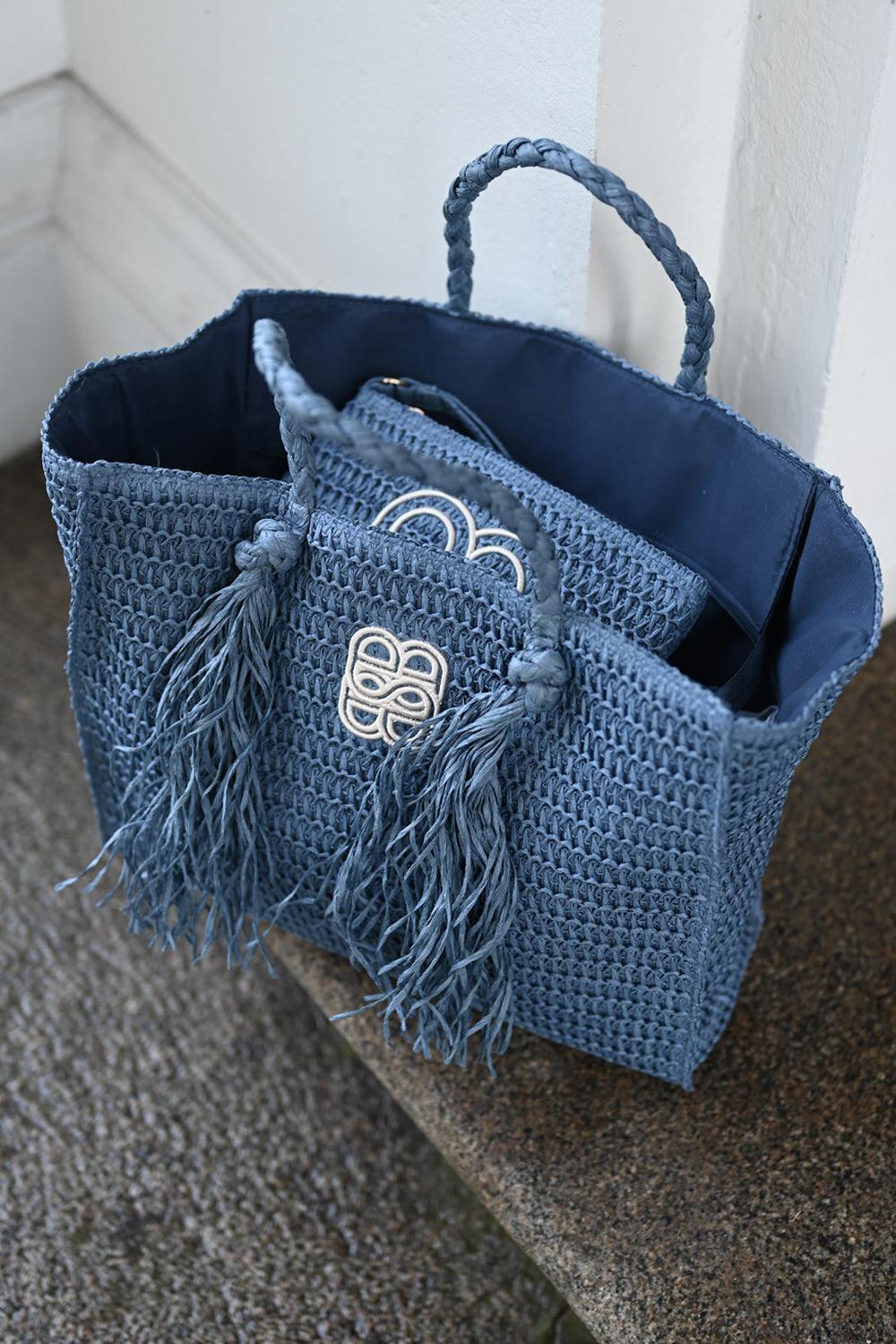 Rikke Straw Bag Blue