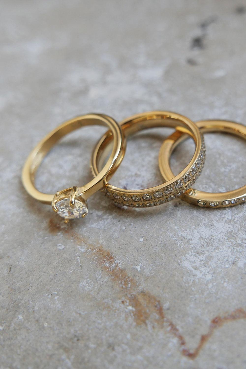 Ring Steel One cZ Gold Plated