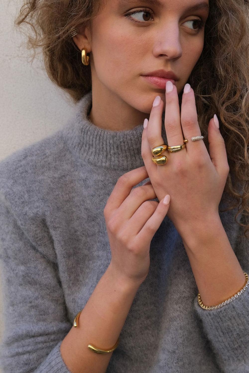 Ring Steel Soft w/stone Gold Plated