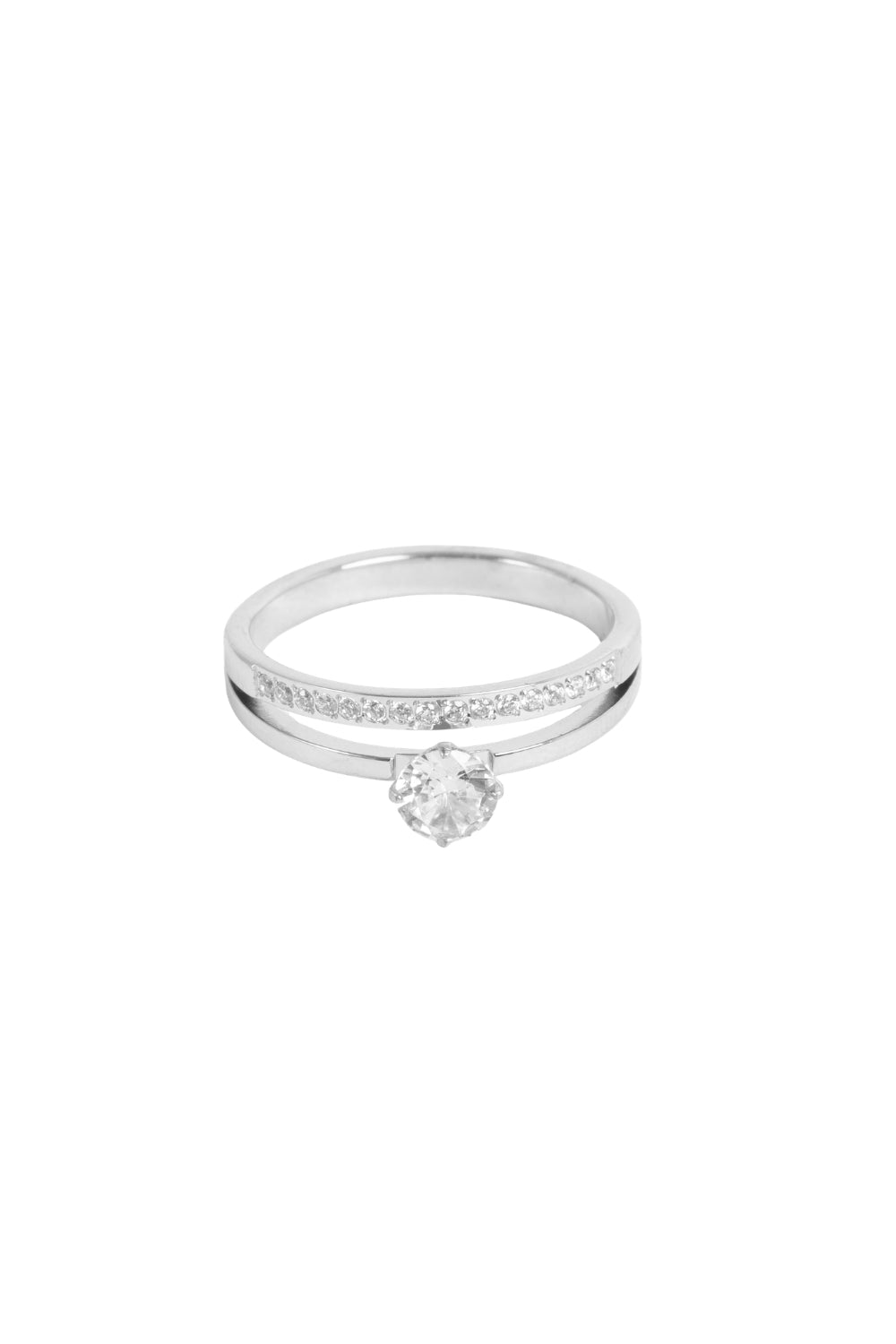 Ring Steel w/CZ + 1 row crystal