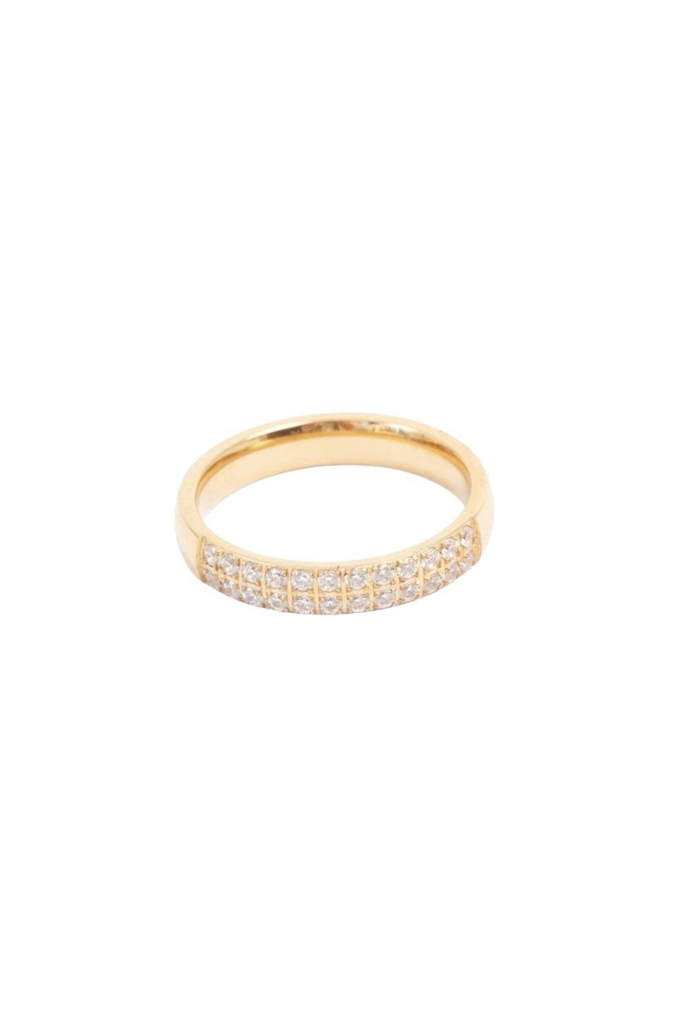 Ring w/cz 2 Rows Steel Gold Plated
