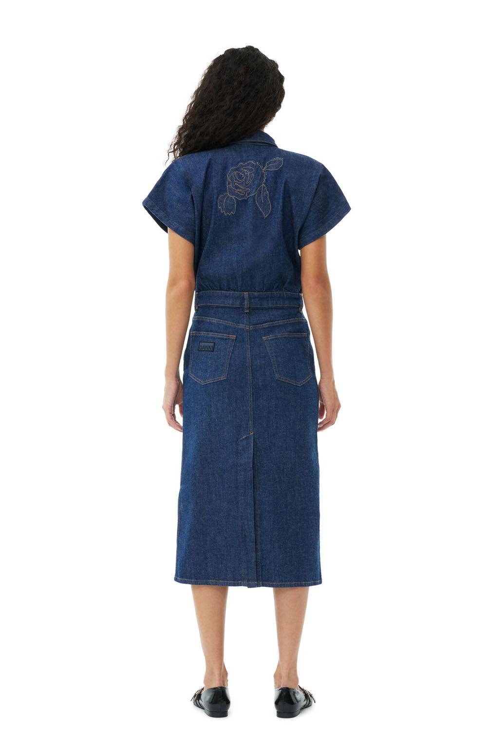 Rinse Stitch Denim Midi Dress